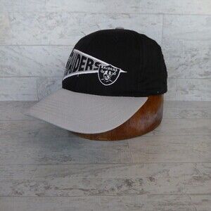 Vintage Annco Oakland Raiders NFL Snapback Hat Pennant Logo Black 90's Cap